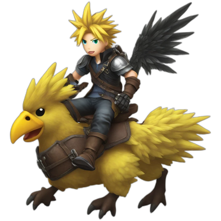Cloud strife riding a chocobo emoji
