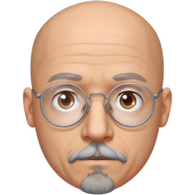 Bald, grey goatee, wire rim glasses emoji