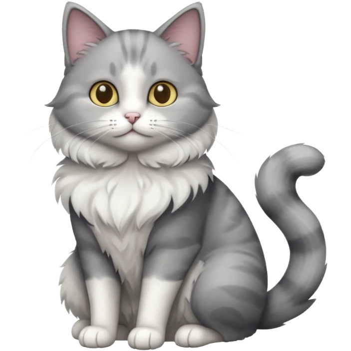 a grey and white cat sitting regally emoji