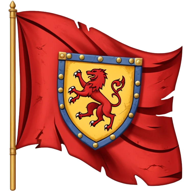 medieval war torn ripped banner heraldry flag blowing in wind emoji