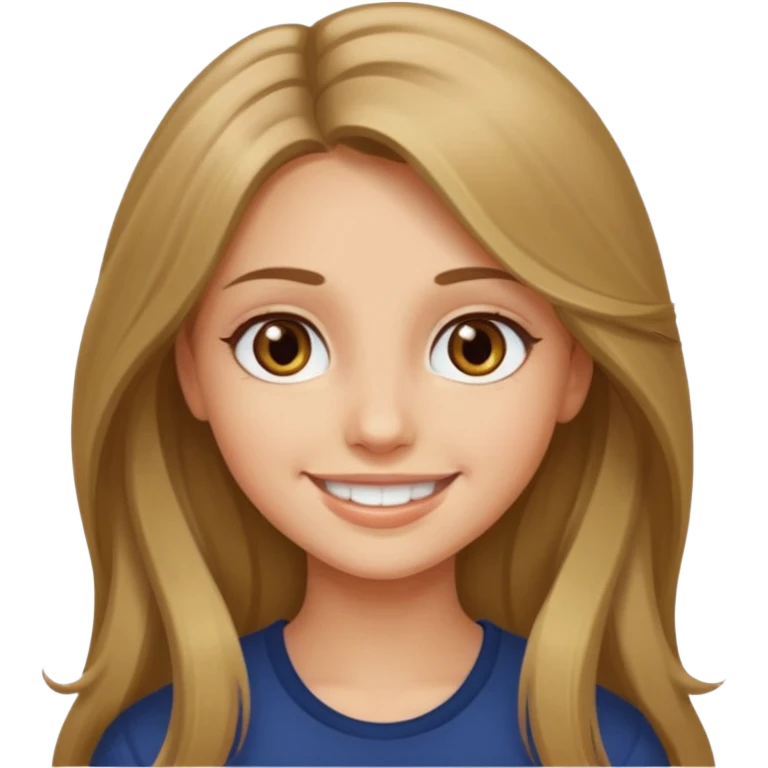 create a girl with dark blond long hair, hazel eyes and beautiful smile emoji