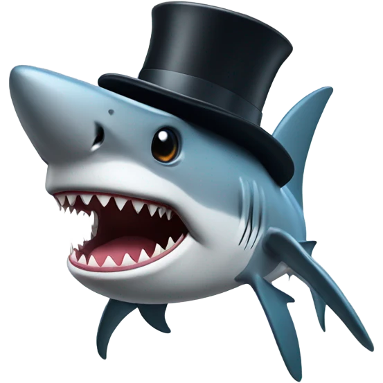 Shark with a top hat emoji