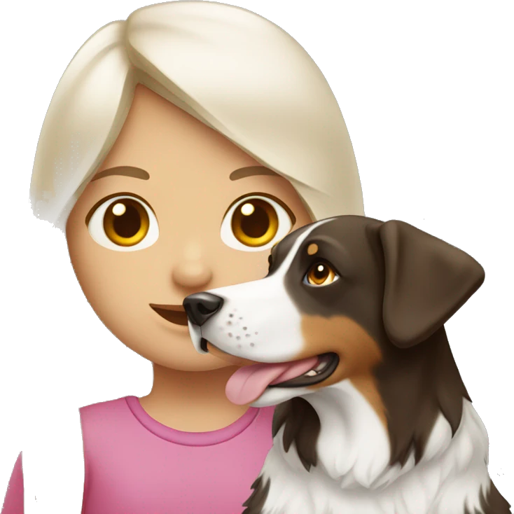 white Brunette long haired girl with swiss mountain dog emoji