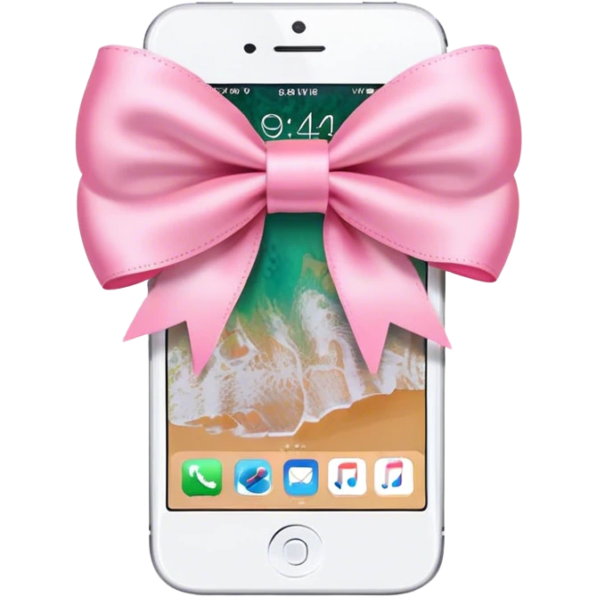 iPhone 17 with pink bow hanging off of it emoji