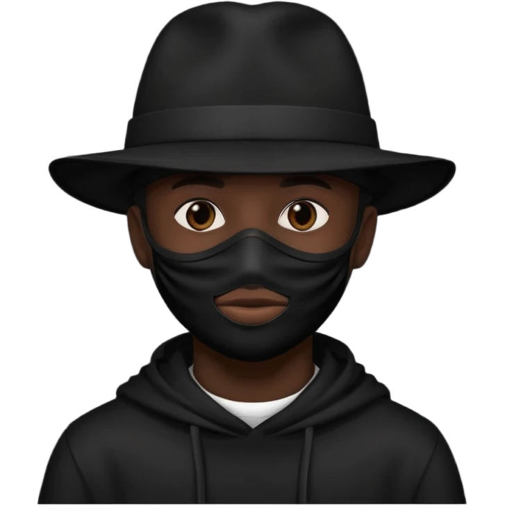 man with black hat and black mask emoji