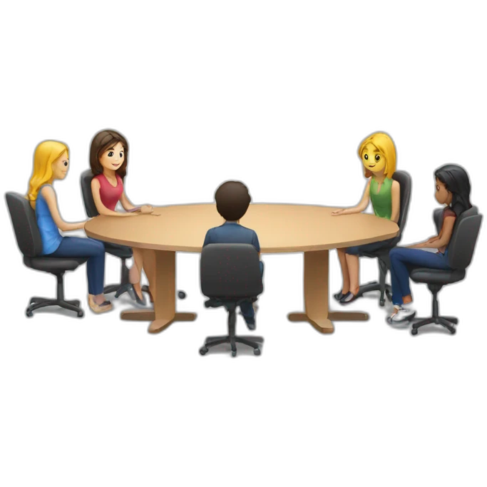 meeting table with young people seated emoji