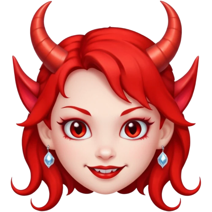 Devil girl cartoon sticker, smirk, sparkles, cute but naughty emoji