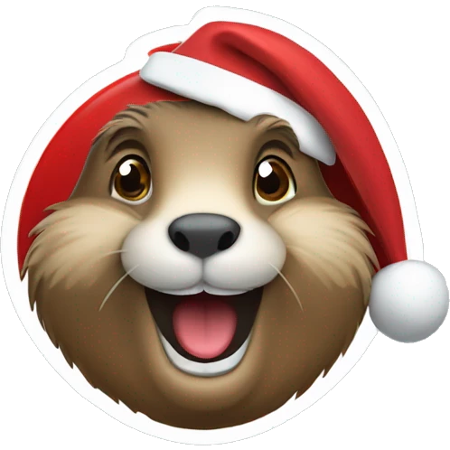 A marmot in red Santa Claus smiling  emoji