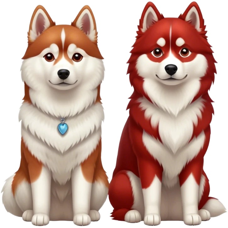 red siberian husky and a samoyed sitting side by side emoji