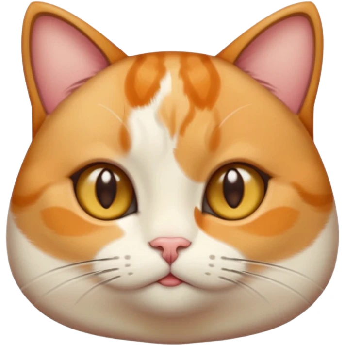 calico cat with cute slim face, small head, hazel eyes, and short but chubby body emoji