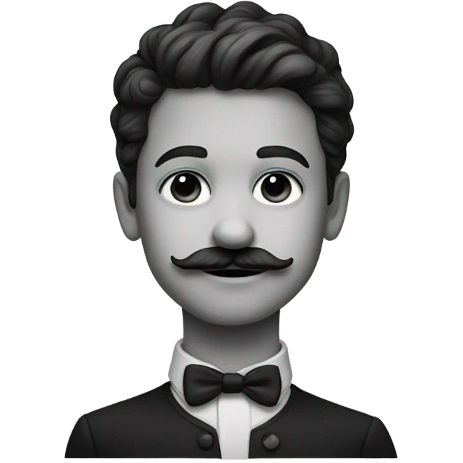 monochrome portrait of a boy with moustache emoji