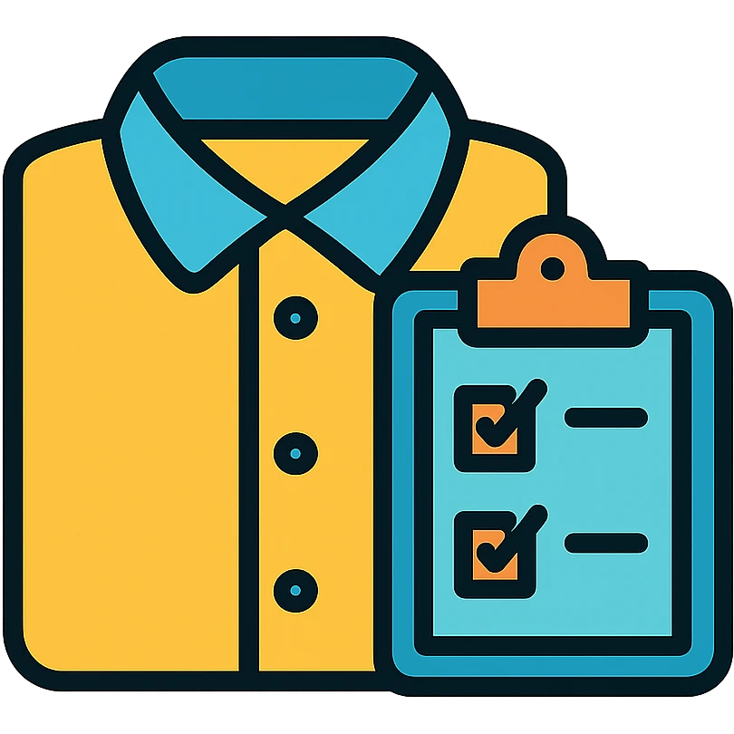 Outline of folded shirt with clipboard nearby – planning stylish work fits emoji