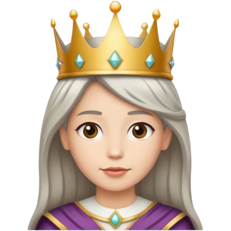 Wearing a crown. salt pepper hair emoji