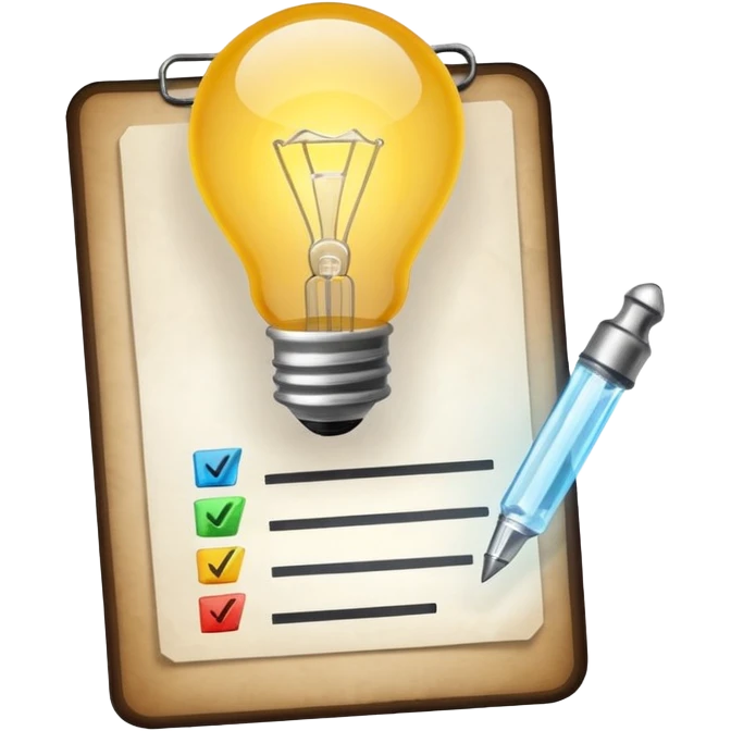 light bulb with a checklist emoji