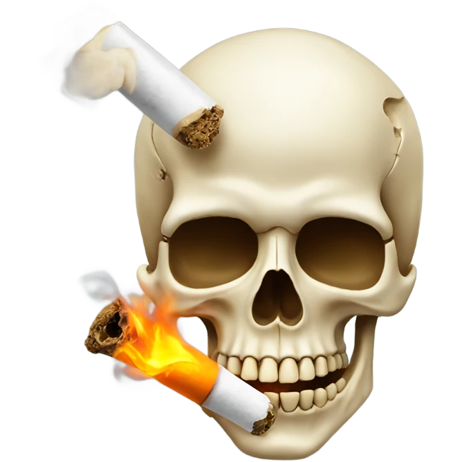 Skull pretending to blaze a fake joint emoji