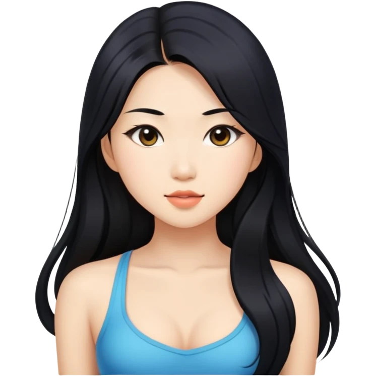 Sexy and fit Asian girl with long black hair emoji