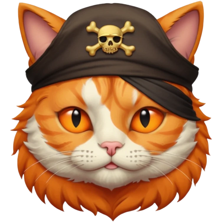 pirate cat with closed eye emoji
