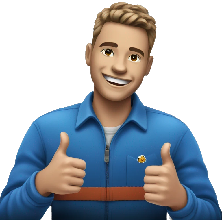 smiling boy with thumbs up emoji