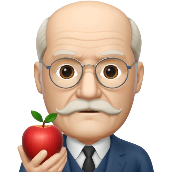 Sigmund Freud: create in exact Apple Memoji style using exact style: apple ios, 3D rendered, with exact words: я промолчу emoji