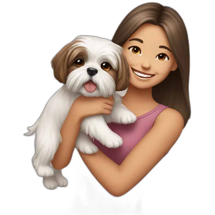 happy girl holding shih tzu dog emoji