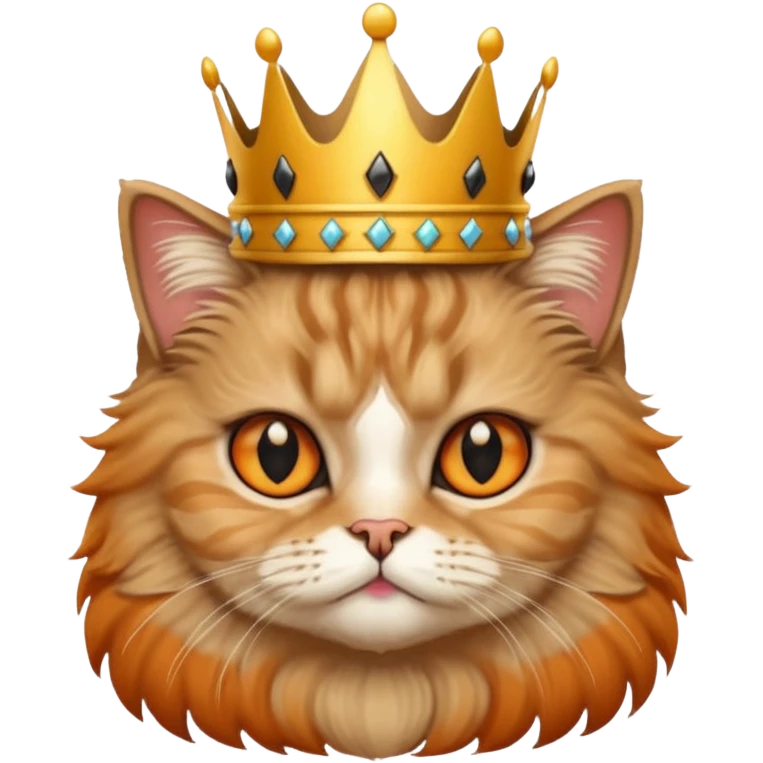 Persian cat tabby with crown king M on head emoji
