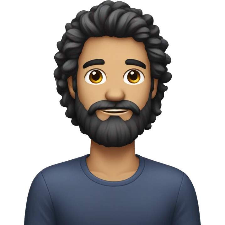 Cara de hombre con pelo negro, un poco de barba y un lunar en la ceja izquierda  emoji