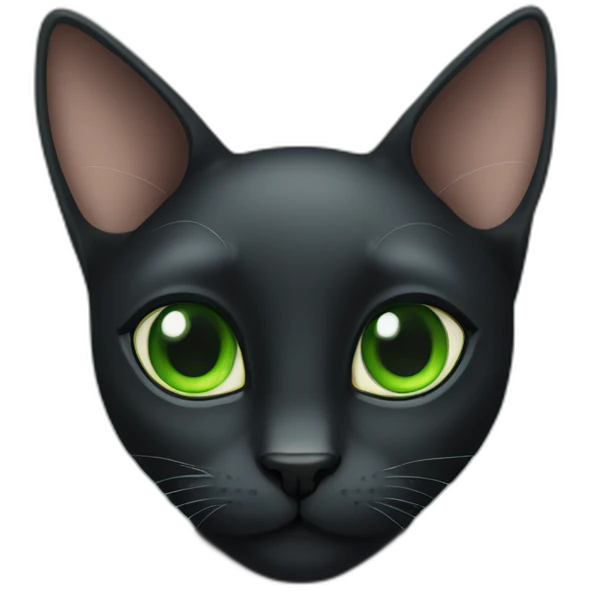 Black cat green eyes long ears emoji