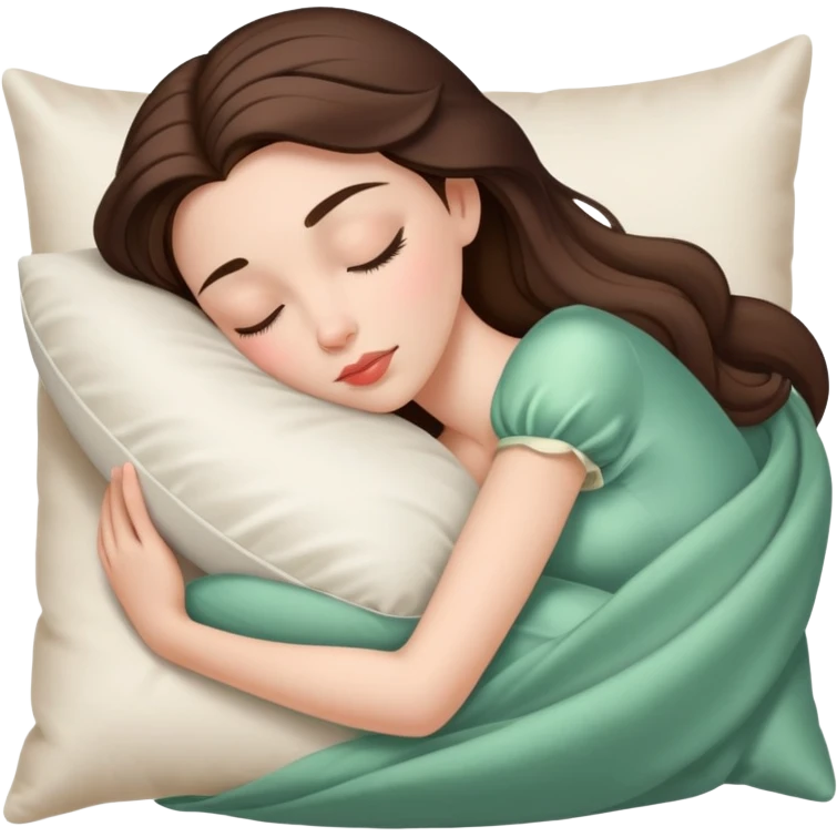 sleeping beauty brunette white girl with a silk pillow emoji