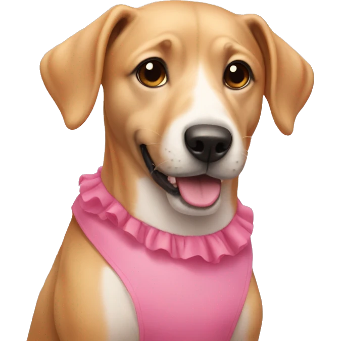 Dog wearing a pink dress emoji