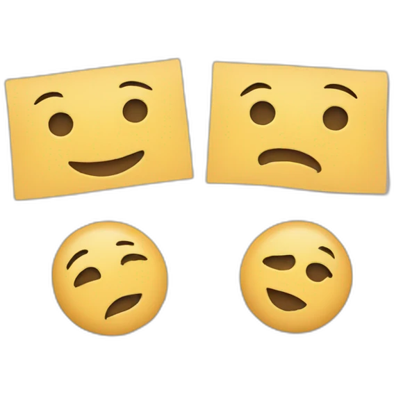 three pieces of paper, one next to each other. emoji