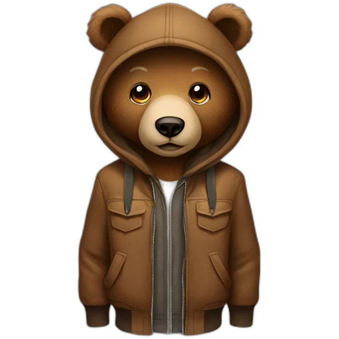 face brown bear dressed in urban fashion emoji