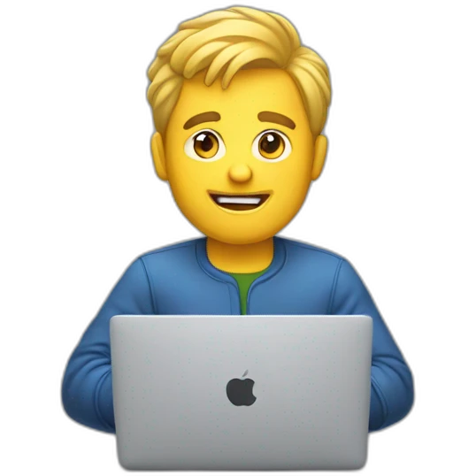 developer typing on MacBook  emoji