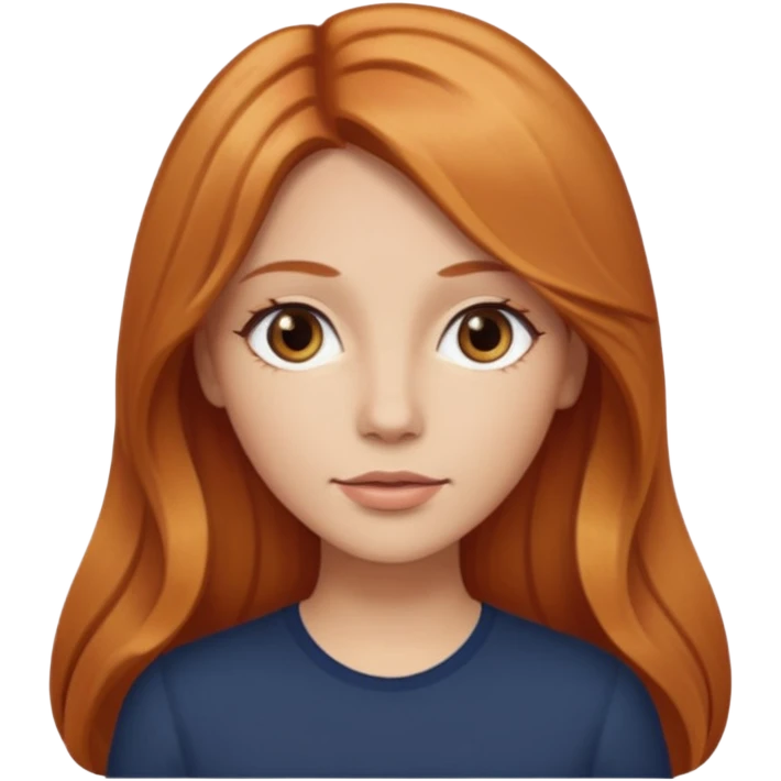 girlfriend with long dark strawberry blonde hair middle part with brown eyes emoji