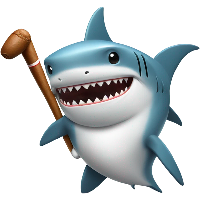 Shark playing golf with cigar emoji