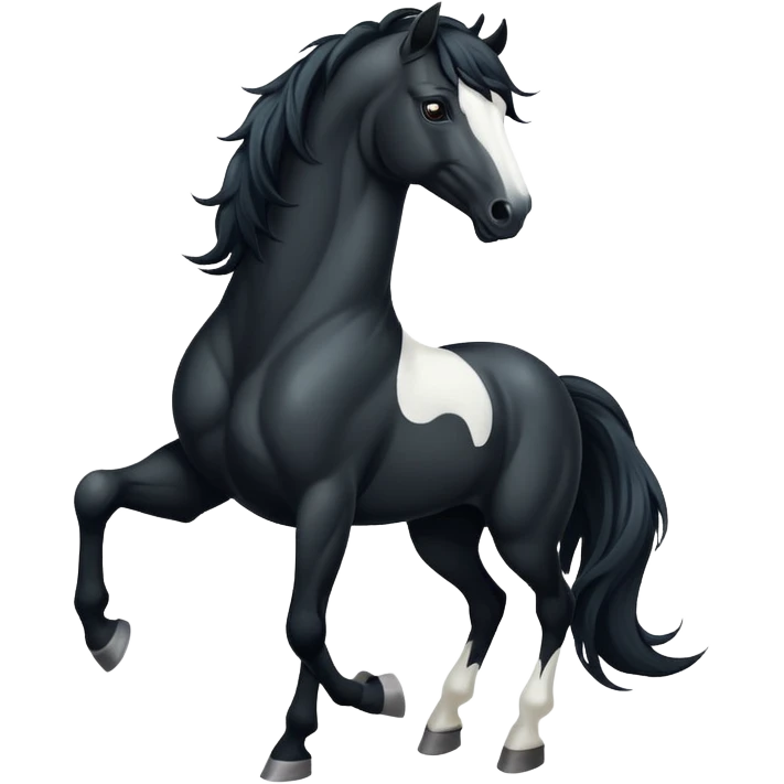 Black horse with white face splotches  emoji