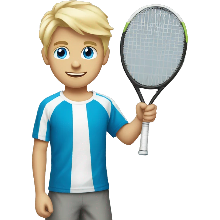 boy blue eyes blonde hair play tennis emoji