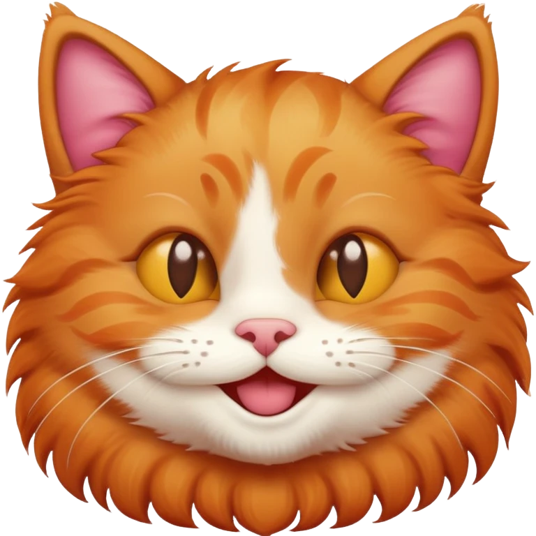 Рыжий котик улыбается с сердечками emoji
