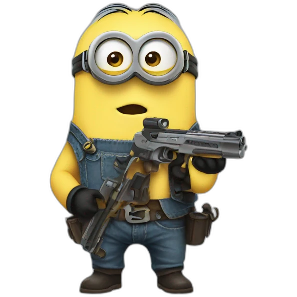 minion baby with gun in each hand emoji