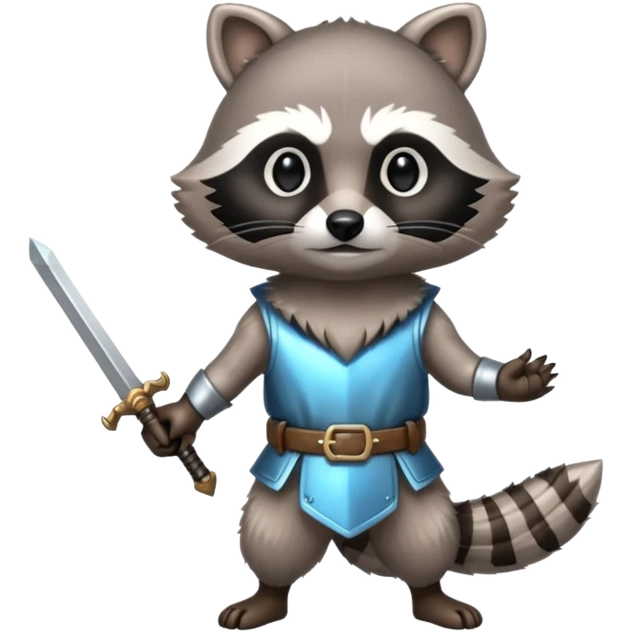 adorable raccoon with a small sword emoji
