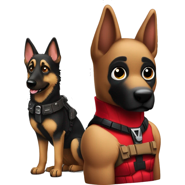 Deadpool with a German shepherd  emoji