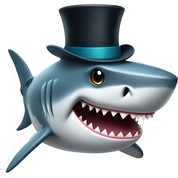 Shark with a top hat emoji