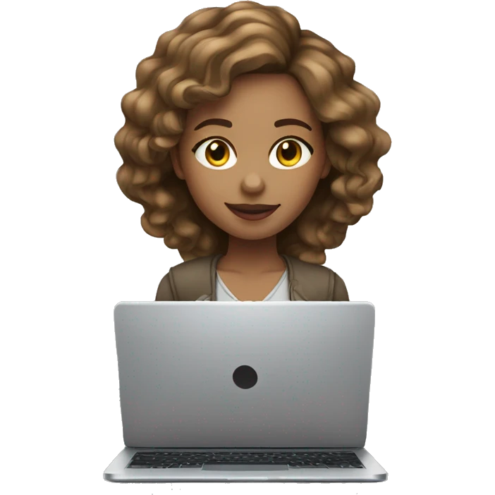 light skin girl with ligh brown hair workn on laptop emoji