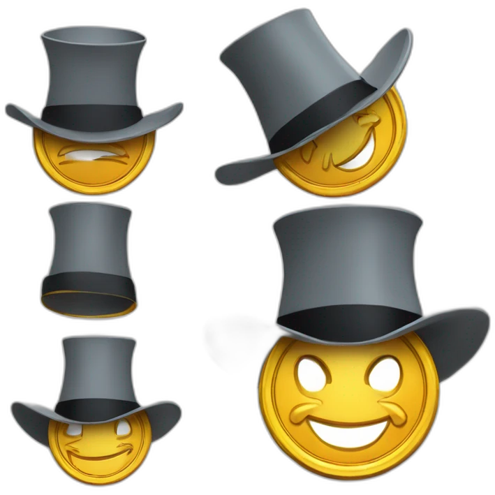 gray bitcoin coin retro disney character cylinder hat emoji