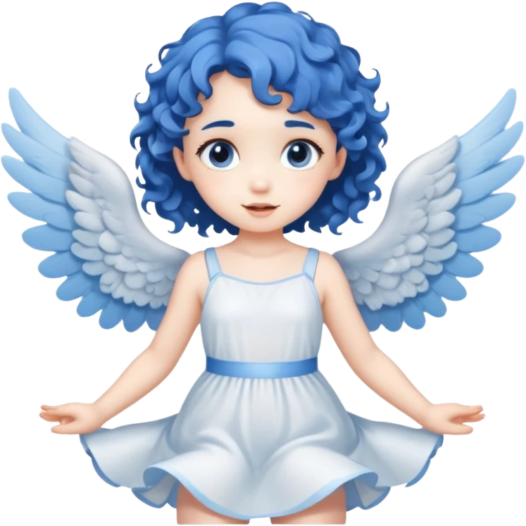 A playful angel girl with short blue curls, fluttering tiny wings 






 emoji