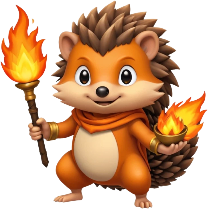 fire bender hedgehog fire in hand posing emoji