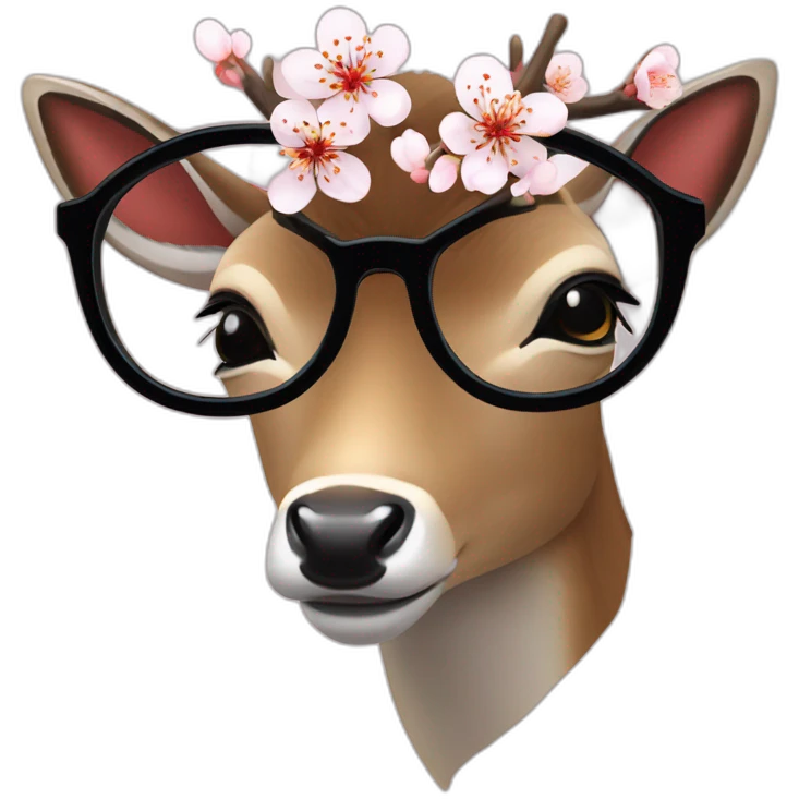 sika deer_eye glasses_plum blossom emoji