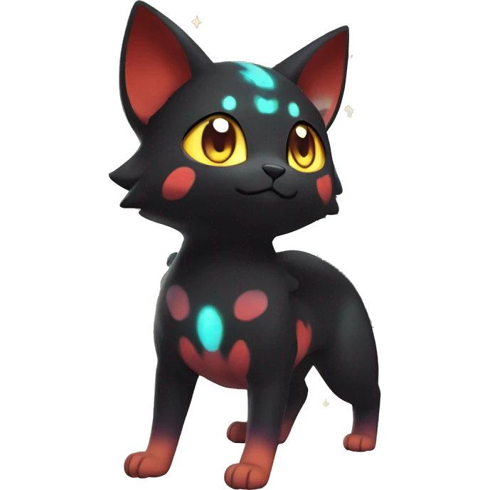 Shiny Sparkly Litten-Umbreon with gradient Nebula-colored markings full body emoji