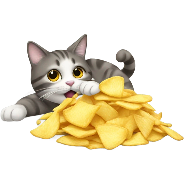 Cat eating  chips emoji