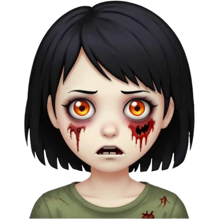 girl, zombie, black hair, short, emo, shaggy, dark, spooky, creepy, expression emoji emoji