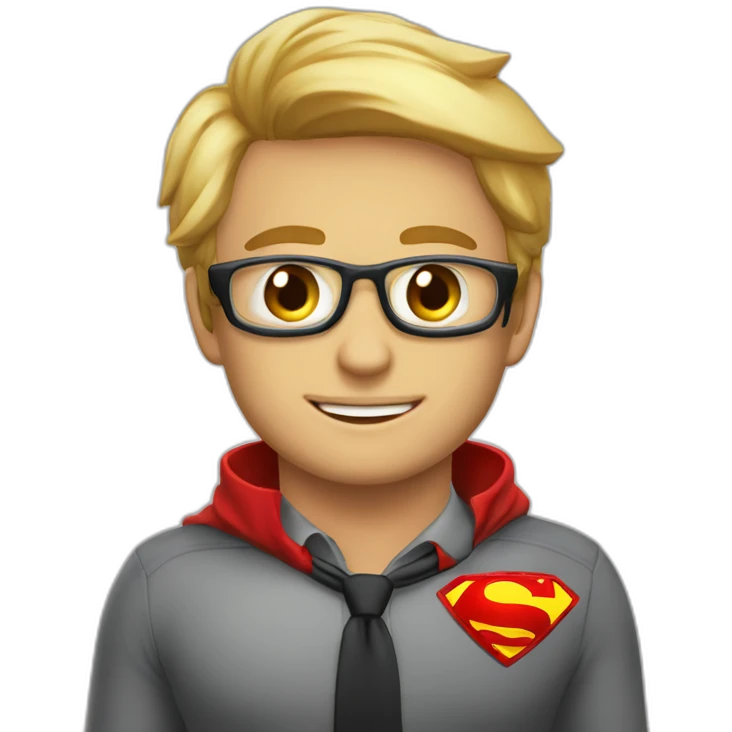 An employee of the real estate agency "Floors" with a red badge around his neck with the inscription etagi as a superhero emoji